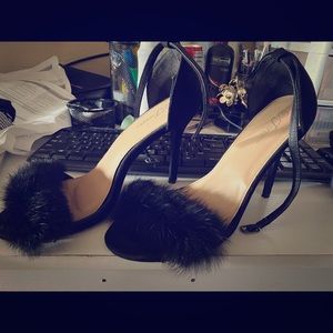 Size 10 fluffy heels worn once inside home